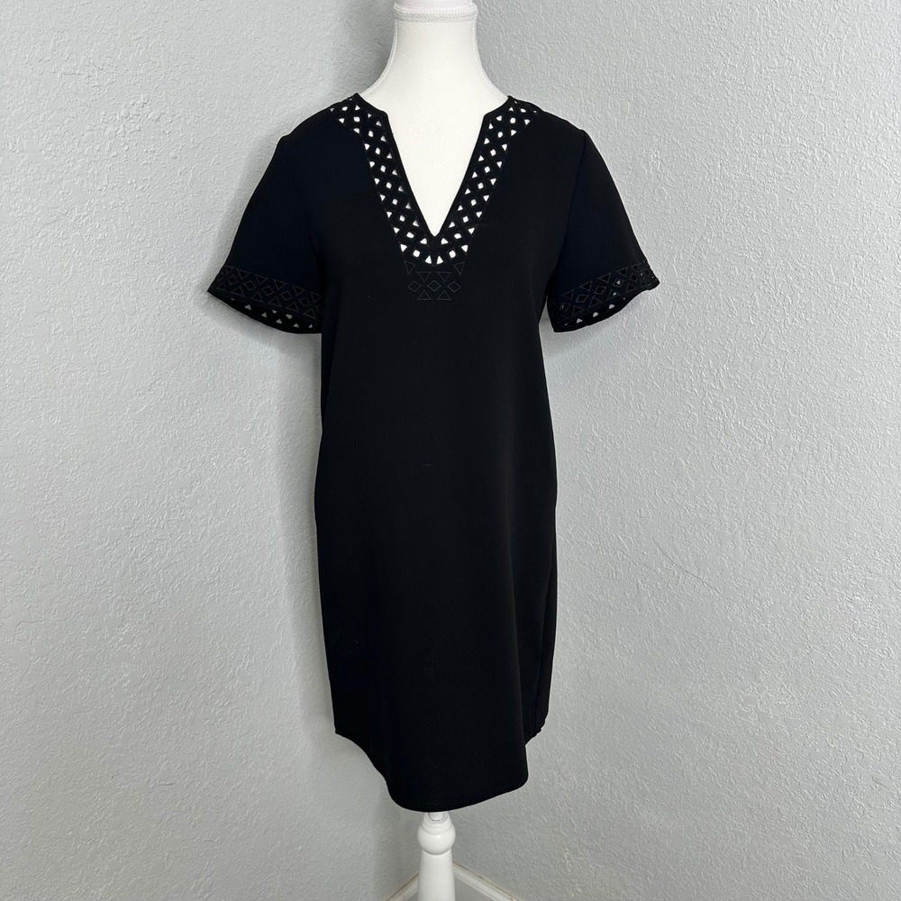 Madewell‎ Ballad Tunic Dress in black with laser-cut Details women's size 0